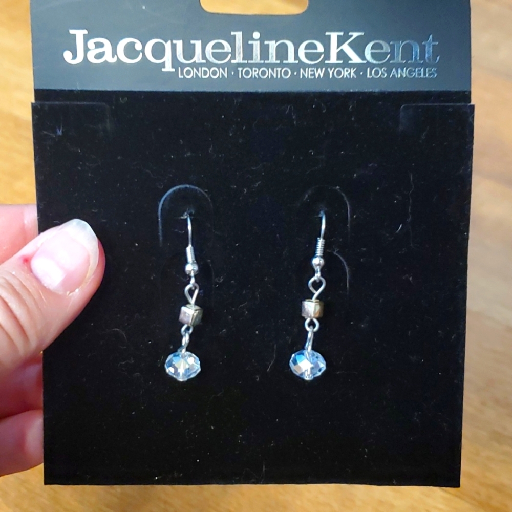 Jacqueline Kent Silver & Crystal French Hook Earrings‎
